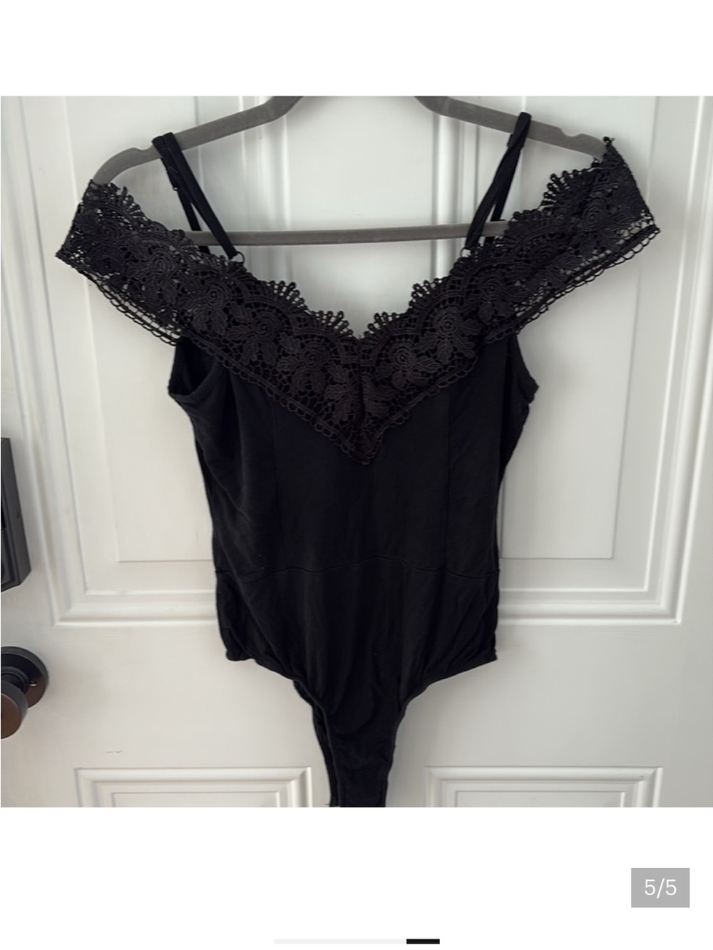 Windsor Black Lace Off-Shoulder Bodysuit - Picture 8 of 8